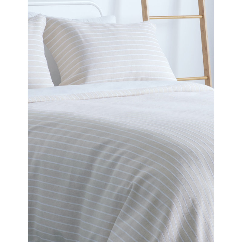 Abbielouise Cotton Striped Duvet Cover Set with Pillowcases Included, Super King Duvet Cover + 2 Standard Pillowcases, Linen