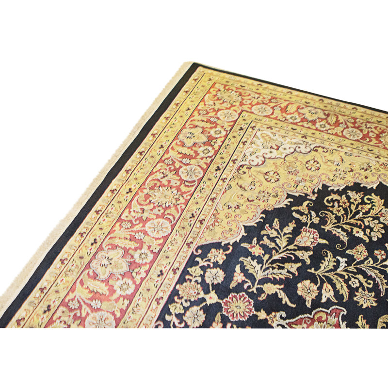 Tapis noir et vin noué à la main de haute qualité