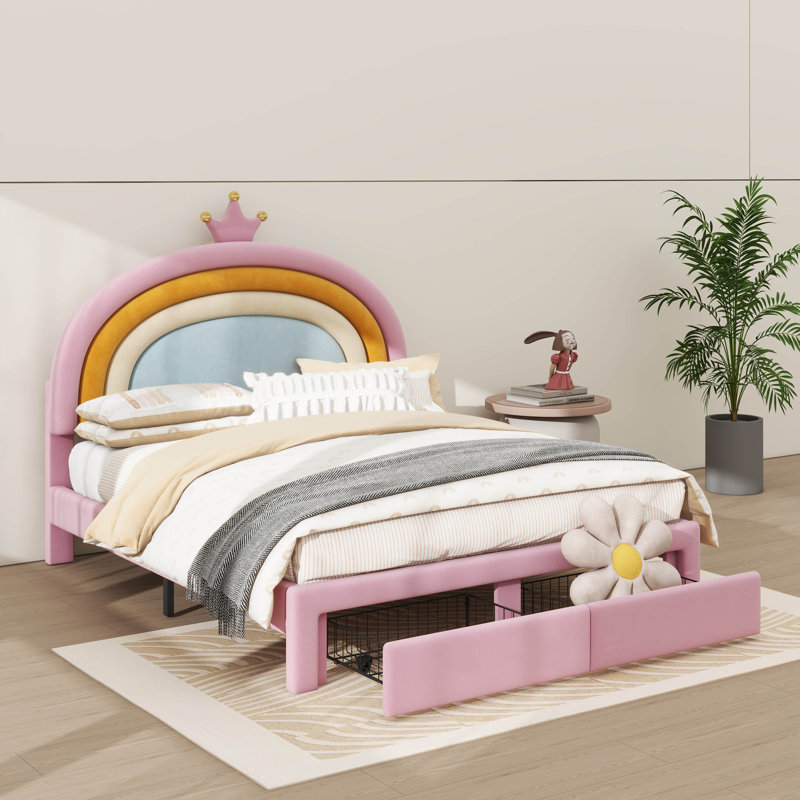 Lit plateforme en velours Aristeu, Double