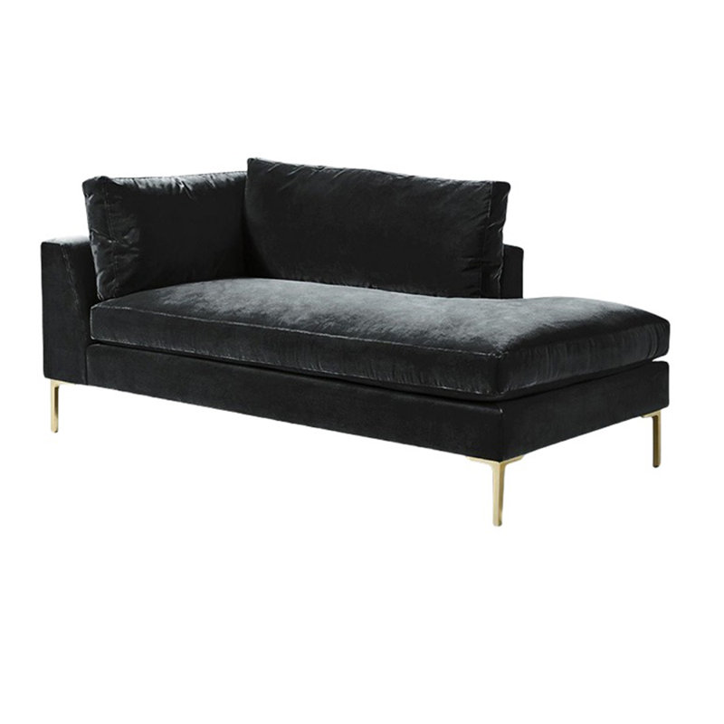Fauteuil inclinable à haute élasticité en velours léger de style luxueux, Accoudoir à gauche (vu de face), Noir