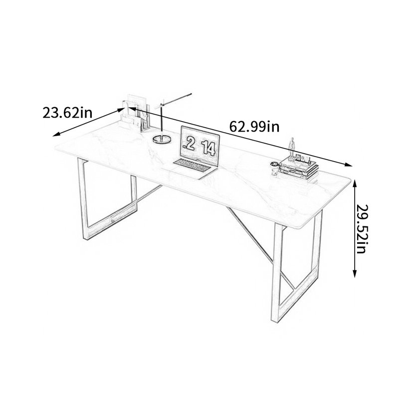 Bureau d'écriture Modern Light, Rouge, H 29,52 po x l 62,99 po x P 23,62 po