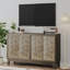 Console moderne avec rangement et tablettes réglables, buffet d'entrée à motif géométrique avec 4 portes, armoire décorative multifonctionnelle pour salon, salle à manger, entrée, couloir, brun