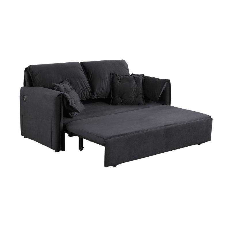 3 In 1 Sleeper Sofa Couch Bed, Black