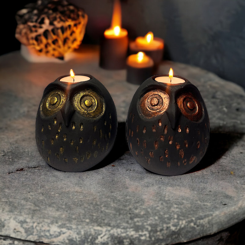 2 Piece Concrete Tabletop Candlestick Set