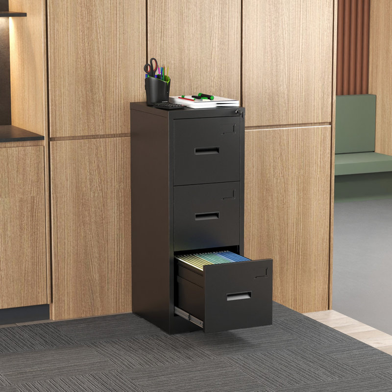 Narrow Vertical File Cabinet, Metal File Cabinet With Lock For Office Home