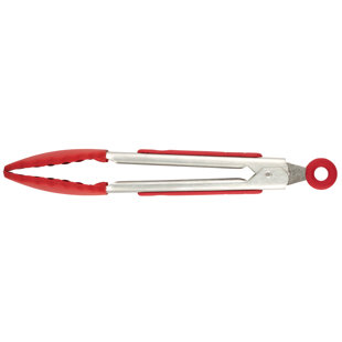 Dynamic 12 Locking Tongs with Silicone Heads, Red