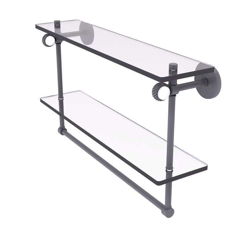 Tablette à 2 niveaux en verre Margolis, Gris mat, H 12,8 po x l 22 po x p 5,6 po