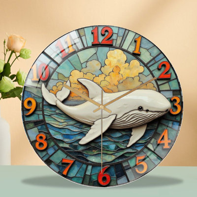 Horloge murale Whale Ocean, horloge murale 12 po