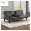 Canapé-lit futon contemporain avec chargement USB et table rabattable, similicuir gris