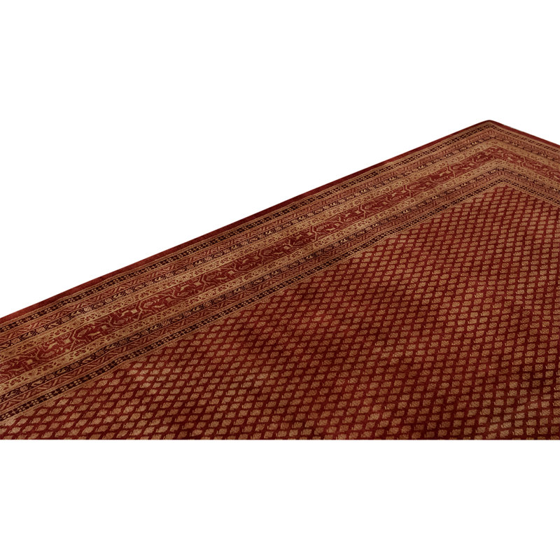 Wool Geometric Area Rug in Red/Black/Caramel