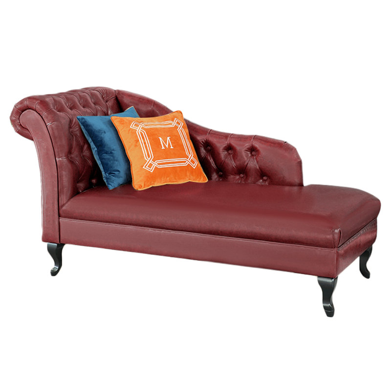 Chaise longue Sybrand, Similicuir rouge foncé, Gauche
