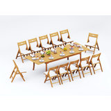 12 Seats 13 Pcs Grade-A Teak Wood Dining Set: 118" Double Extension Rectangle Table And 12 Surfliner Folding Reclining Arm Chairs #11SL2412