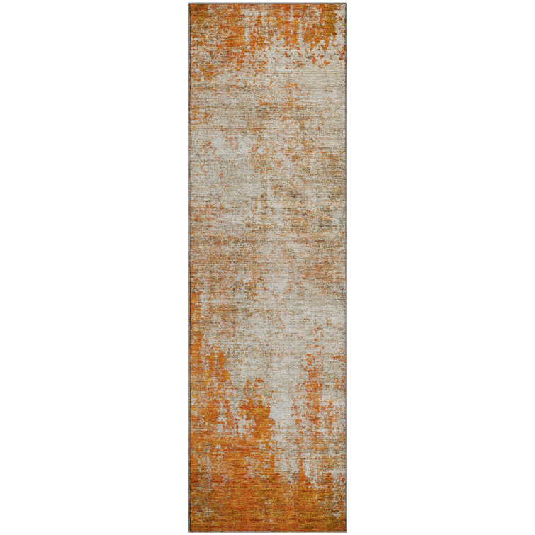 Premium Machine Washable Prisco Orange Rug