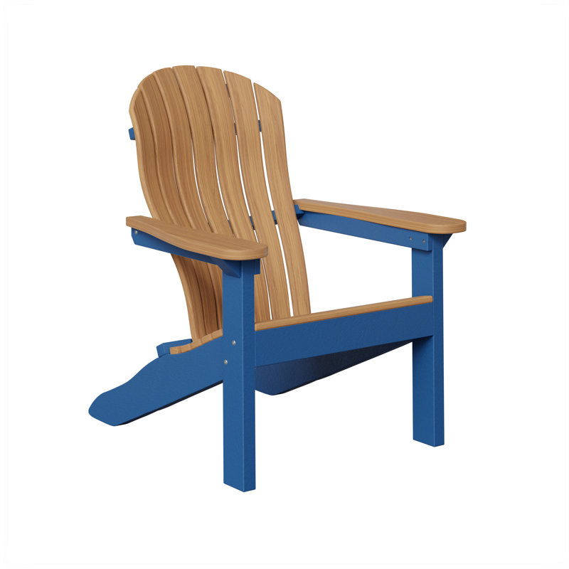 Berlin Gardens Contour Adirondack Chair, Natural Teak with Pacific Blue