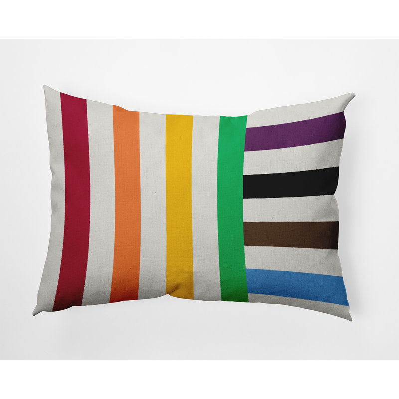 Coussin décoratif rayé en polyester pour l'intérieur et l'extérieur, 14 po x 20 po, Rectangulaire
