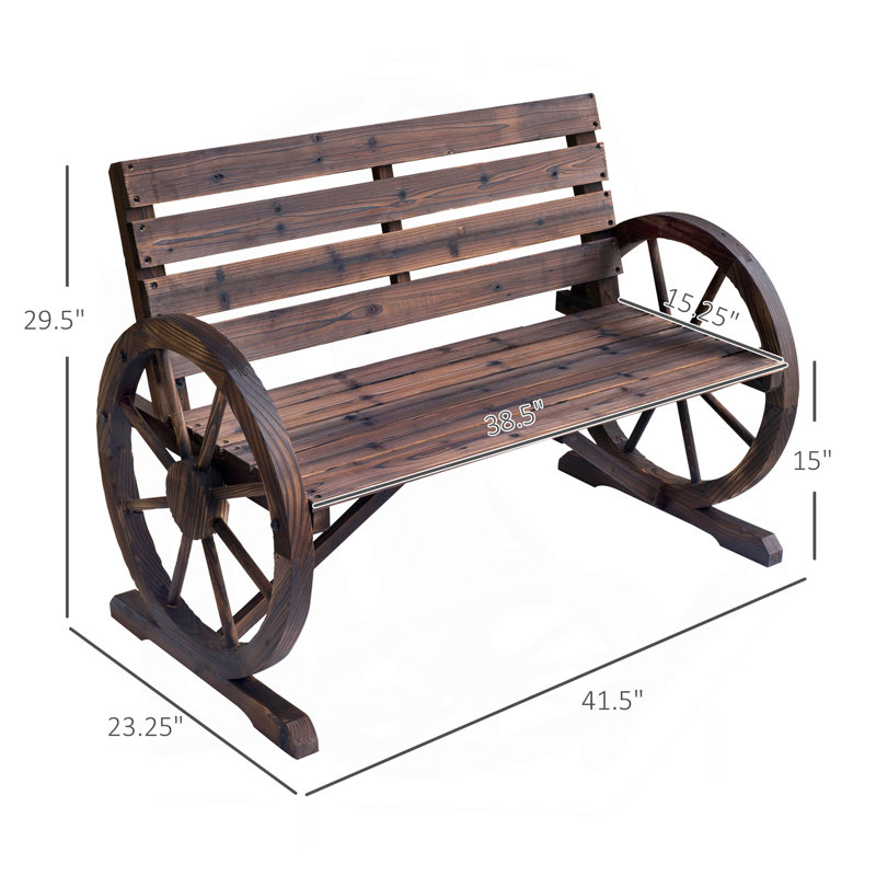 Banc à roulettes en bois 41 po, Brun