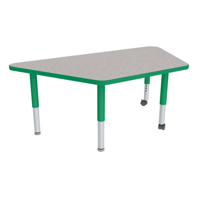 Adjustable Height Trapezoid Preschool Classroom Activity Table with Casters
