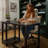 Martha Stewart Rayna Upholstered Swivel Home Office Chair with Flared Arms