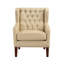 Fauteuil à oreilles classique rembourré beige capitonné capitonné luxueux et confortable, meubles de salon 1pc-134542008