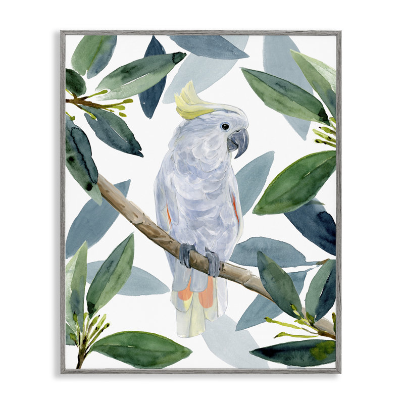 Art giclée tropical par cacatoès et verdure par Annie Warren, Estampe numérique Farmhouse, H 14 po x l 11 po