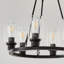 Lustre en roue de chariot 6 lumières noires (sans ampoules) pour salle de bain - E26