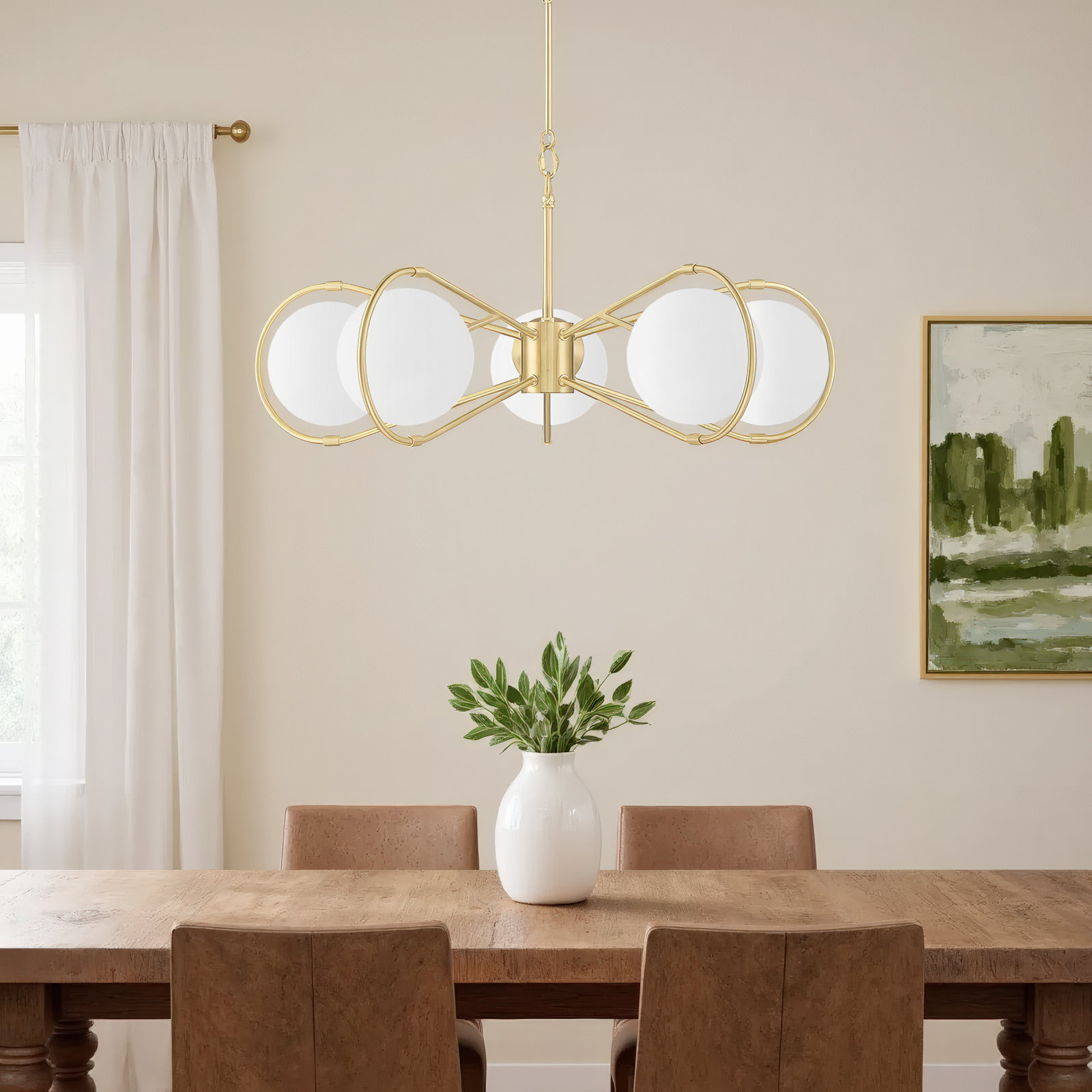 5 - Light Dimmable Geometric Chandelier