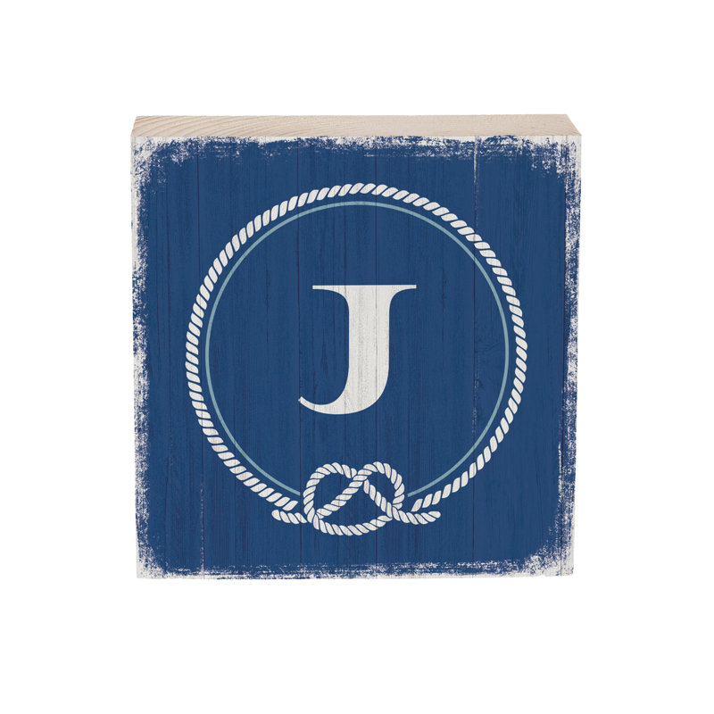 Coastal Wooden Plock Monogram Nautical 6" J