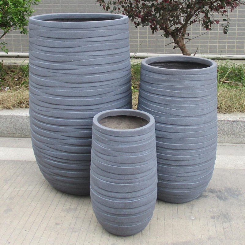Row Handmade Pot Planter, 45cm H x 27cm W x 27cm D, Stone Grey