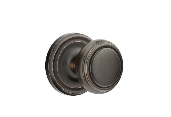 Ensemble de mortaise intérieure Emtek avec rosette régulière et bouton Norwich (droit), Bronze frotté à l'huile