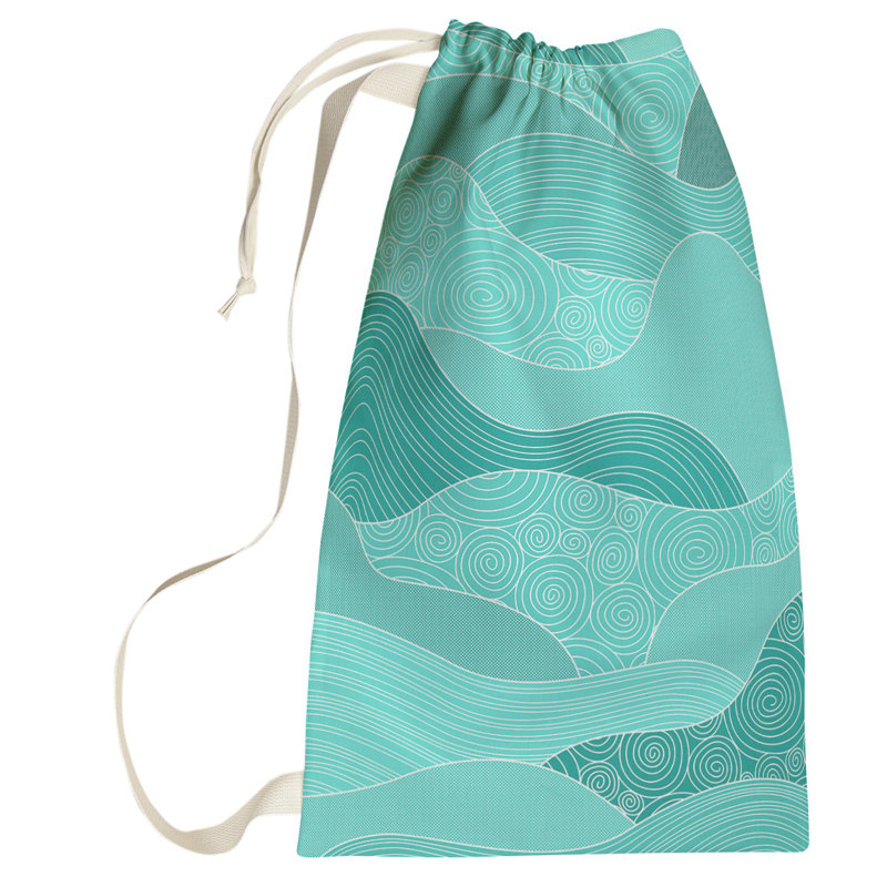 Sac à linge à ondulations tirées à la main, Petit (H 64 po x l 20 po x P 1,5 po), Bleu sarcelle