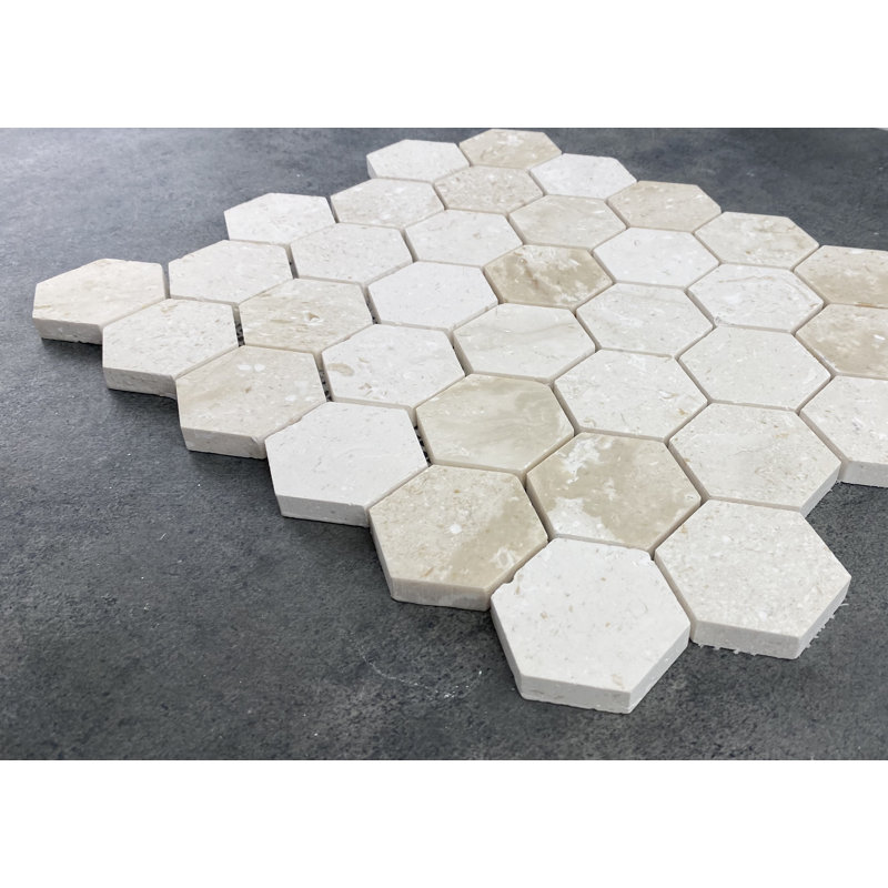Carreau de mosaïque en travertin 2 "x 2" Shellstone