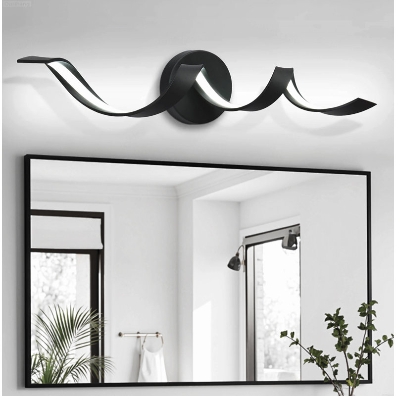 Éclairage de salle de bain moderne à DEL à spirale à intensité variable de 24 po noir mat, Matte Black