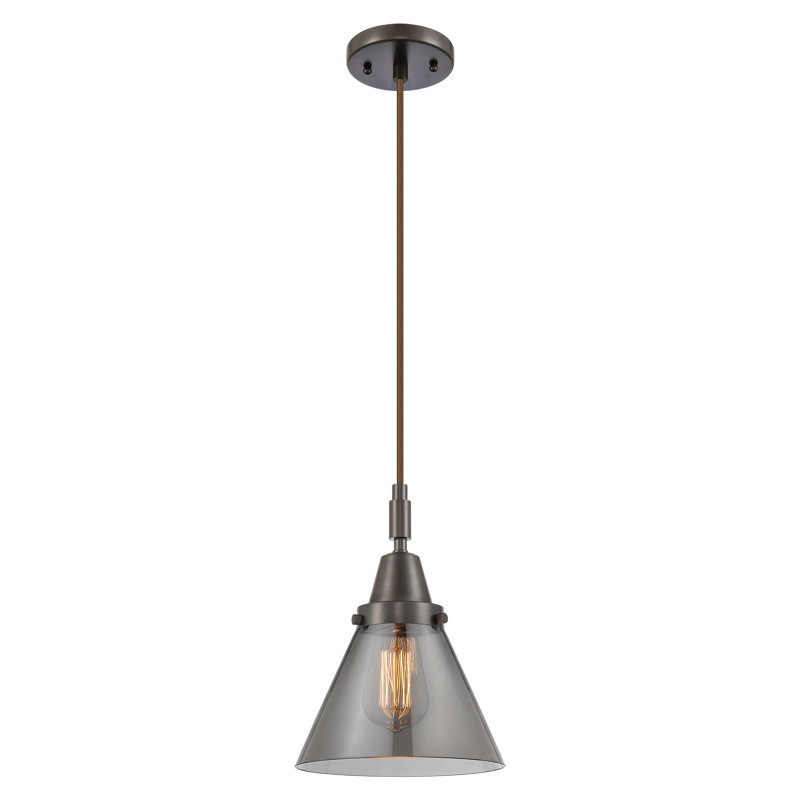 Downtown Urban - Cône Caden - Mini-luminaire suspendu à cordon 1 lumière - Abat-jour, H 131,88 po x l 7,75 po x P 7,75 po