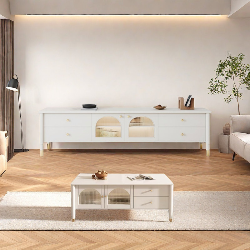 Meuble télé élégant avec table basse et arche classique
