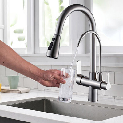 Robinet d'évier de cuisine avec robinet de purificateur d'eau 3 en 1