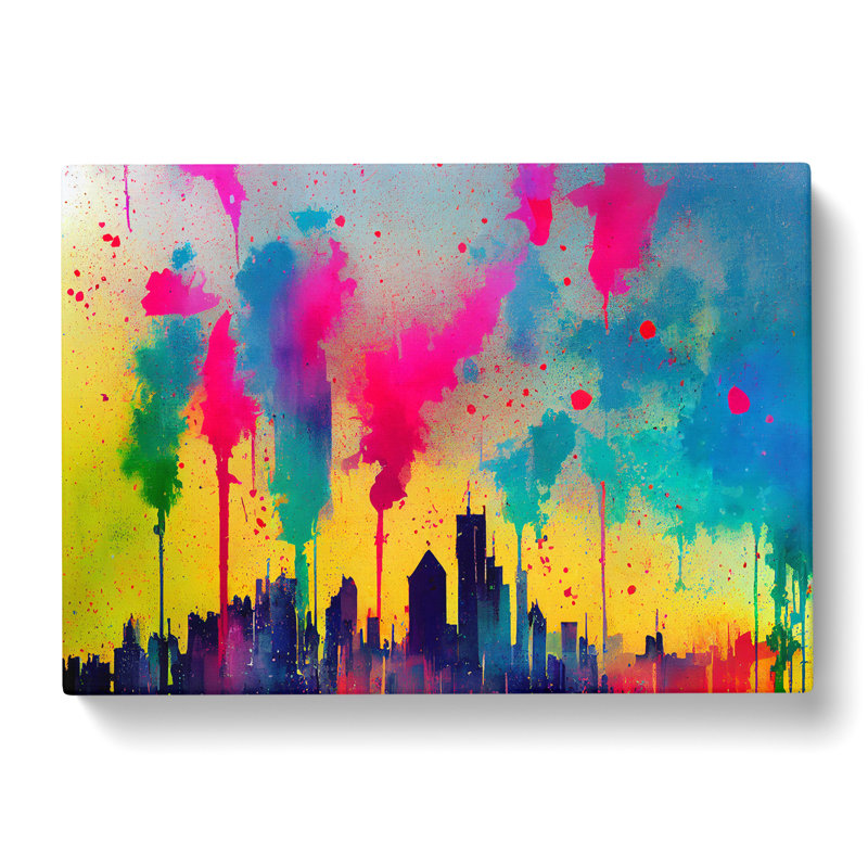 Skyscraper Skyline Splashed Vol.7 - Wrapped Canvas, 35cm H x 50cm W x 3cm D