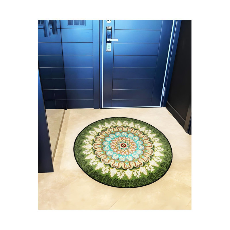 Tapis rond rond lavable à la machine, Sous-tapis rond 3 pi 3 po inclus