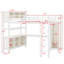 Lit mezzanine fonctionnel en métal avec garde-robe intégré, bureau en L et grandes tablettes de rangement-1693102834