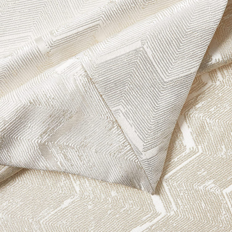 Gracie Oaks Princess Zig Zag Vertical Stripes Chevron Pattern, Polyester Jacquard, With Metallic Thread, Cream, 70 Inch X 108 Inch, Seats 8 To 10 People, Rectangular Tablecloths