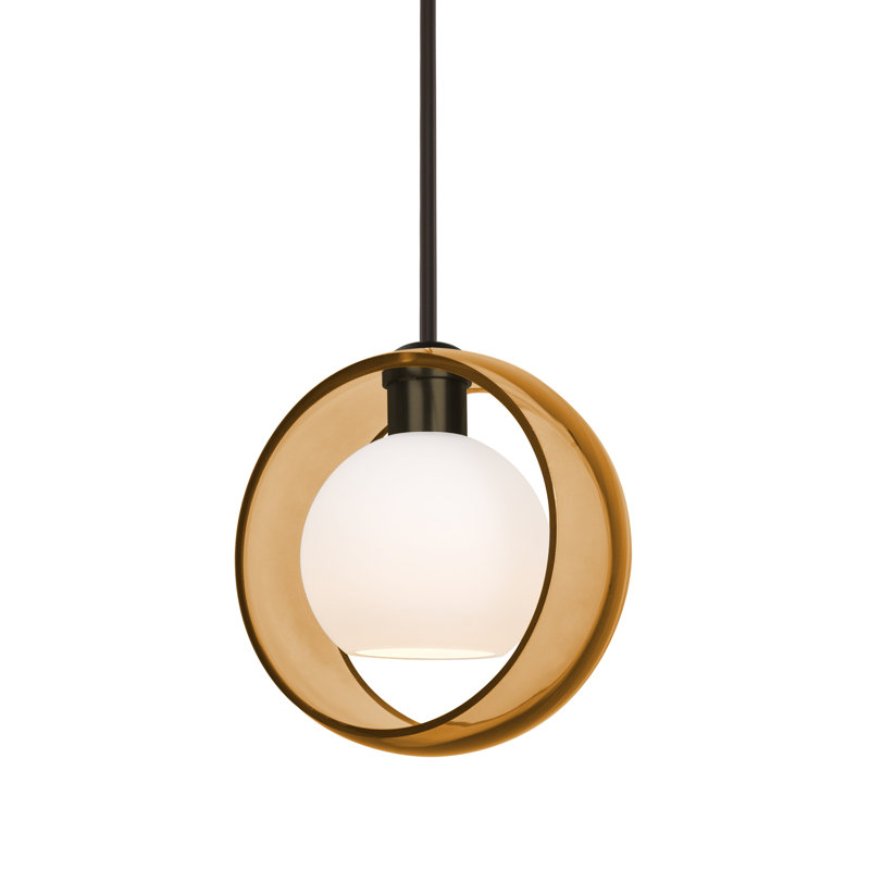 Luminaire suspendu géométrique 1 lumières simple Spigner, Bronze, Bleu