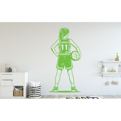 Personalized Basketball Girl Vinyl Wall Decal, Kids Room Decor, Custom Name 329DRE