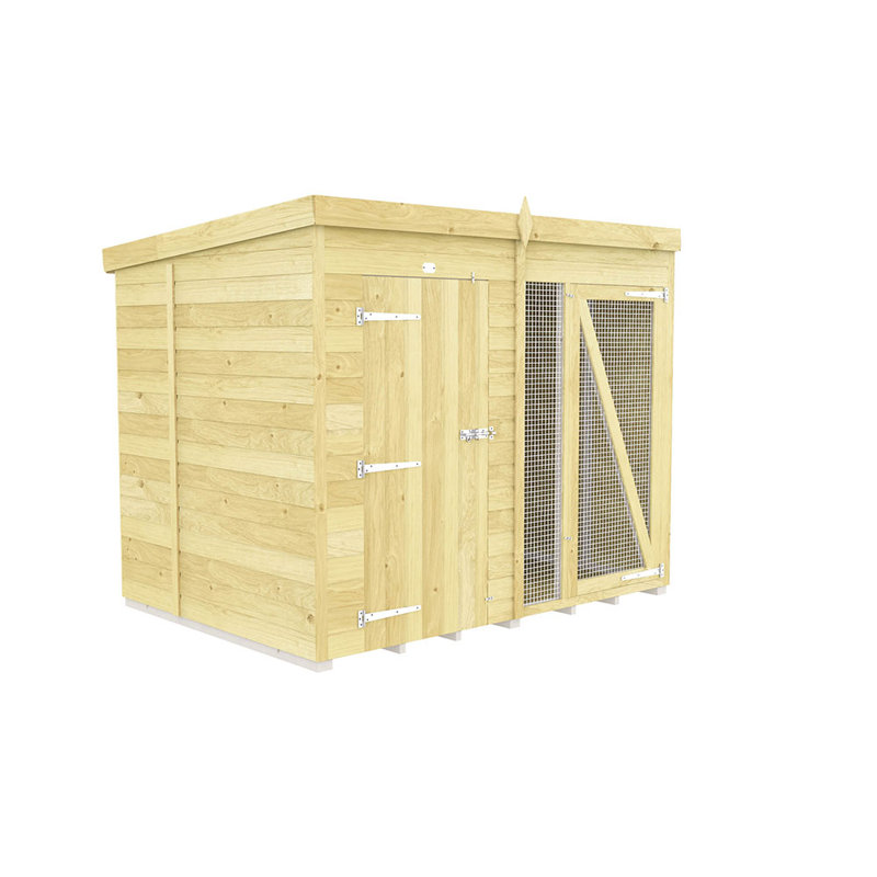 Dog Kennel and Run Full Height, 201cm H x 243cm W x 178cm D