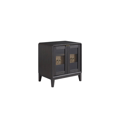 1 Storage Drawer Nightstand In Peppercorn And Latte Blended Finish, Tempered Glass Doors, Solid Wood + , 30.25 In. H, 85.43 Lb Black With Doors Drawer, Construction, Height, Weight