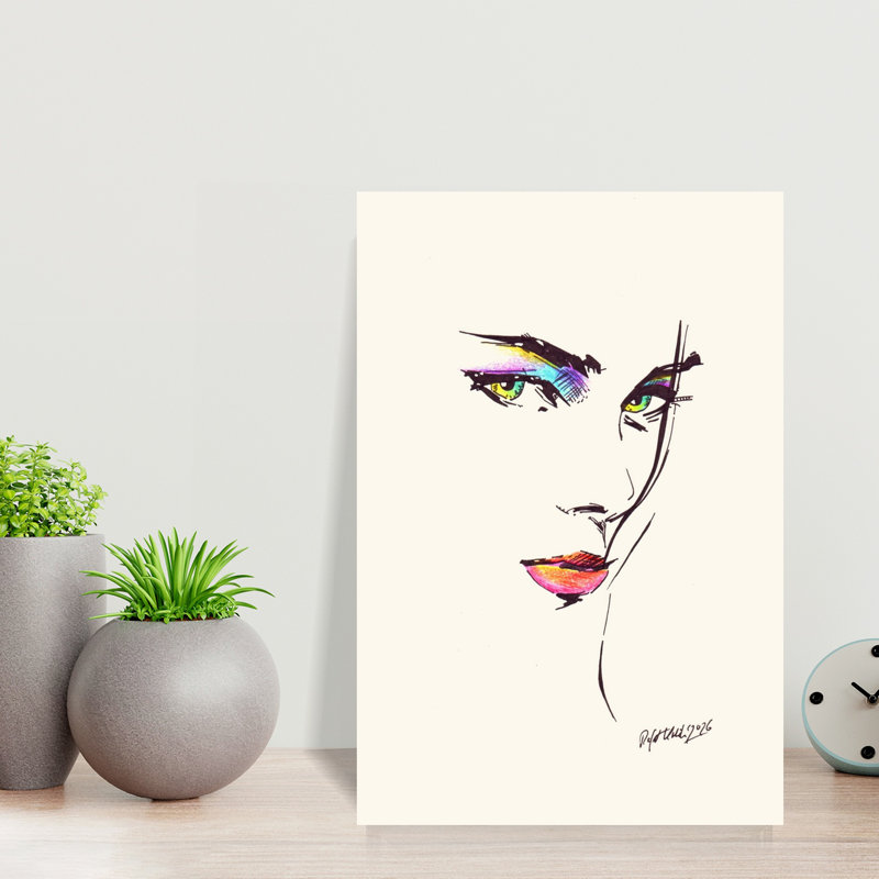 Vibrant Makeup On A Woman's Face by Rafal Kulik - Wrapped Canvas Print, 45.72 cm H x 30.48 cm W