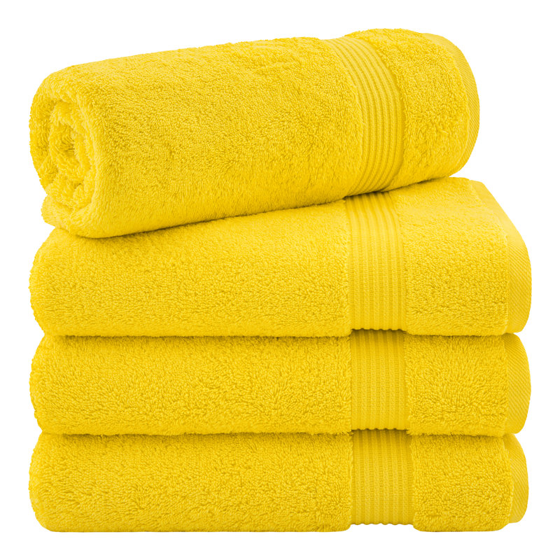 100% Cotton Turkish  4 Piece Bath Towel Set, Soft and Absorbent Bathroom Towels, Yellow