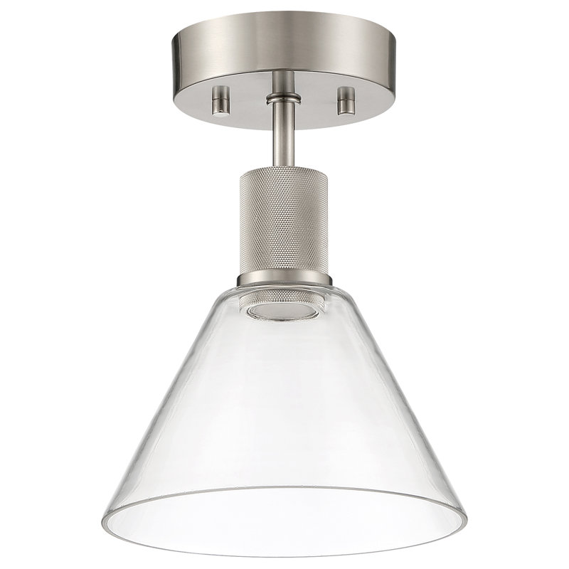 Port Nine Glass Semi Flush Mount, Brushed Steel