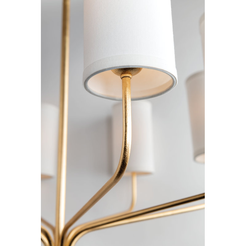 Juniper 8 - Light Chandelier, Textured Gold Leaf, 6