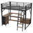 Full Size Loft Bed with Desk and Light, Metal Loft Bed with Storage Shelves, Wardrobe and Drawers for Boys Girls, Expect Arrival Date 2025/7/26-1646386288