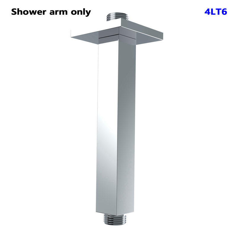 Topcraft 6" Square Brass Ceiling Mount Shower Arm, Universal Showering Components for Rain Shower Head, Chrome