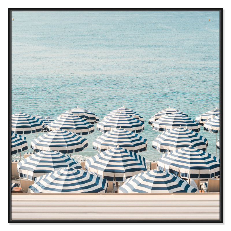 Parasols de plage rayés - version carrée imprimé par , Cadre flottant noir, 41.5' W x 41.5' H